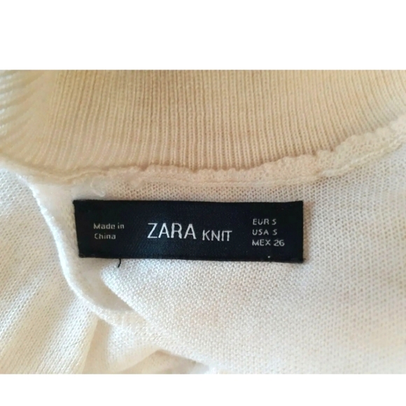 ZARA KNIT CREAM SWEATER OPEN BACK High Neck Long Sleeve Size S - Picture 4 of 4